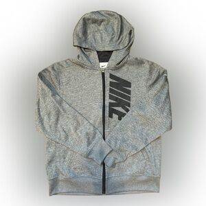Nike Heather Gray Therma-fit boys zip hoodie Large
